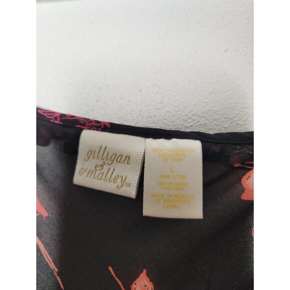 Vintage Gilligan O'Malley Large Sheer Black Floral Slip Dress Boho Fairy Goth - Picture 6 of 6